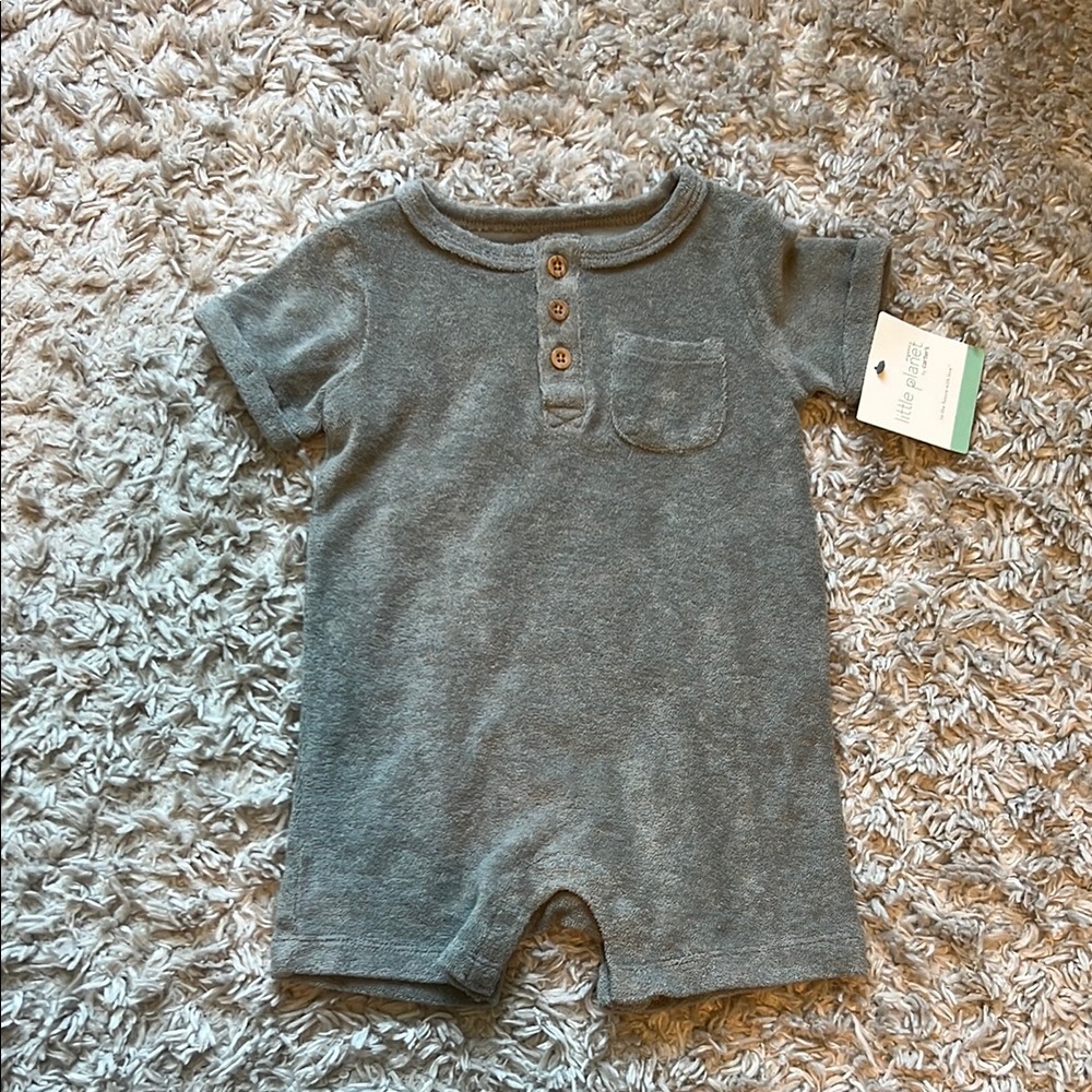 Gray Short Sleeve Baby Romper